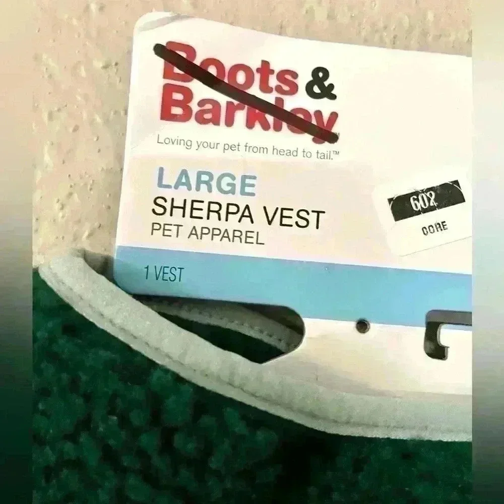 Boots And Barkley Dog Sherpa Vest Large Green For Medium Breeds‎ NWT
